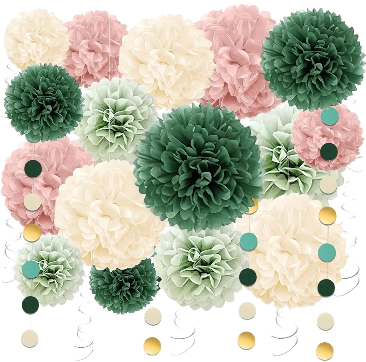 Pompons Deko 23 Stück salbeigrüne Pompons