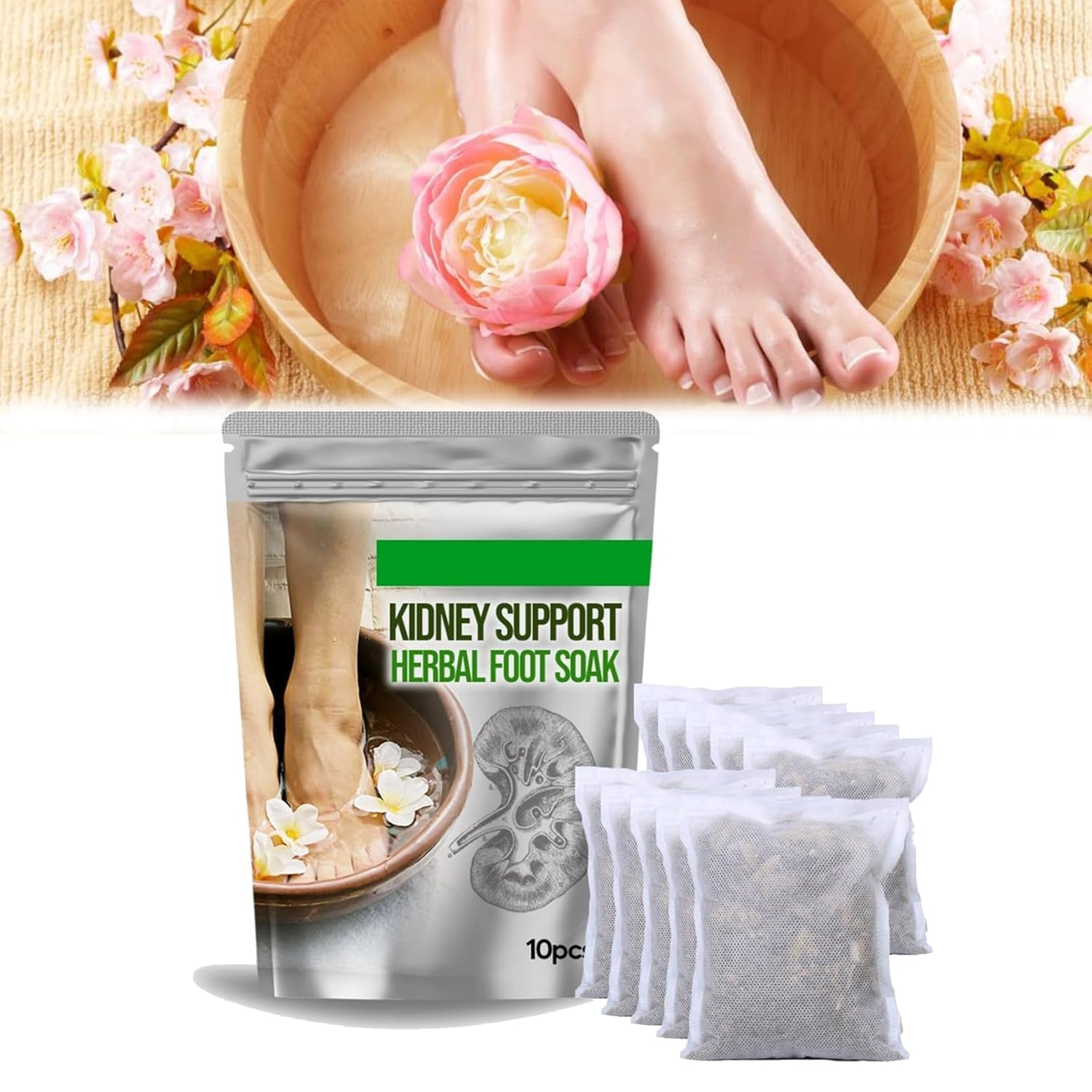 LezpzayHerbal Ginger Foot Soak, Natural Bath Bag for Pure Cleansing, Better Sleep - 10Pcs