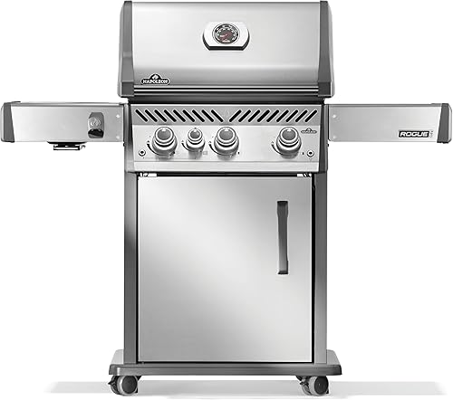 Miniatura 10 de Napoleon Rogue PRO 425 Parrilla de Gas Natural con Quemador Lateral Infrarrojo, Negro, Barbacoa para Exteriores Duradera de 4 Mecheros Negro -,Acero