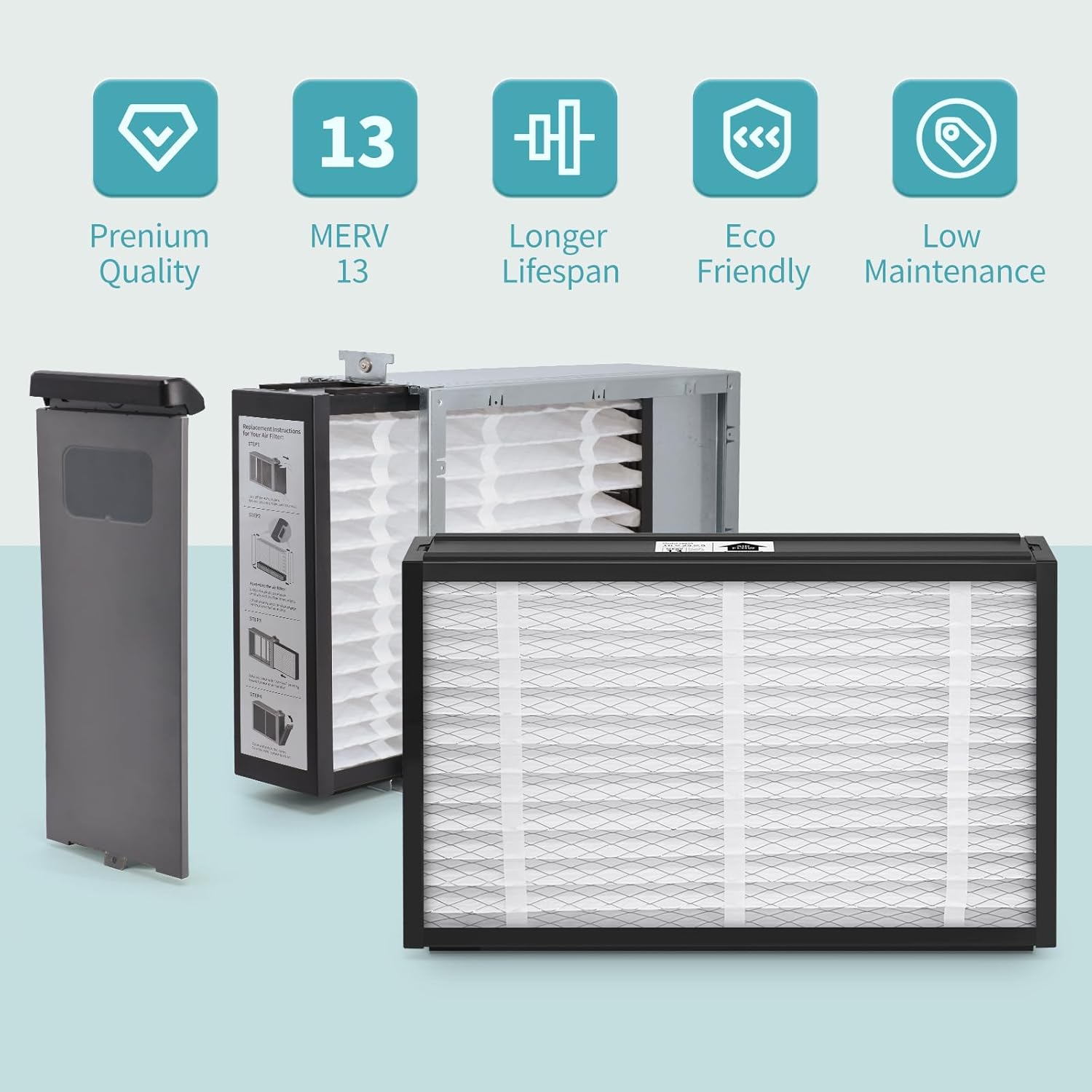 2-Pack 16x25x5 Replacement Air Filter for Lennox X6670 MERV 13 Allergy & Dust Defense, Pleated HVAC AC Furnace Filters(Actual Size: 15-3/4" x 24-3/4" x 4-3/8")