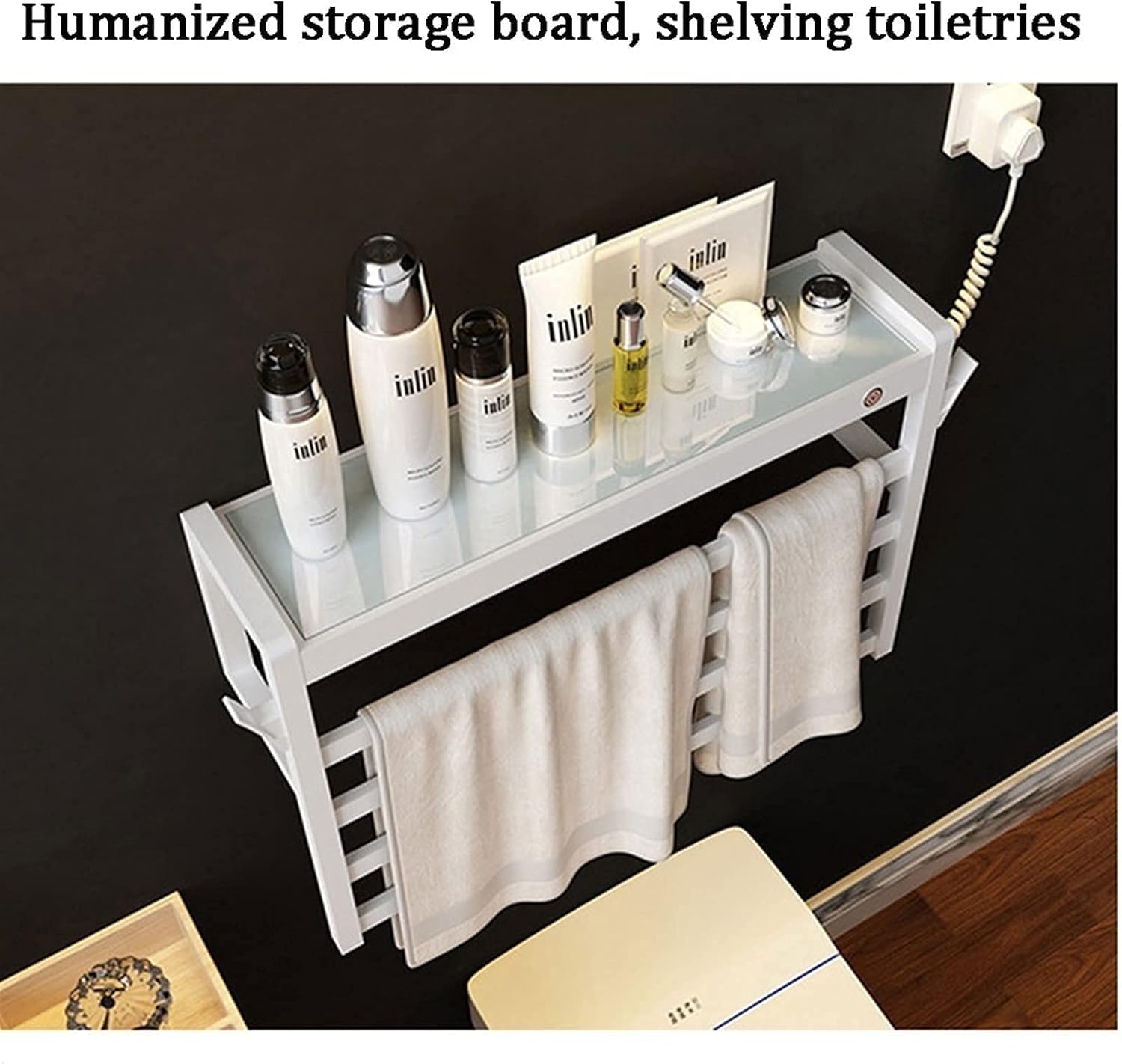 Towel Rack Electric Towel Rack Freestanding Portable Stainless Steel Towel Warmer Mount Electric Plug-in Keep The Bathroom and Towels Dry Easy Install (White)