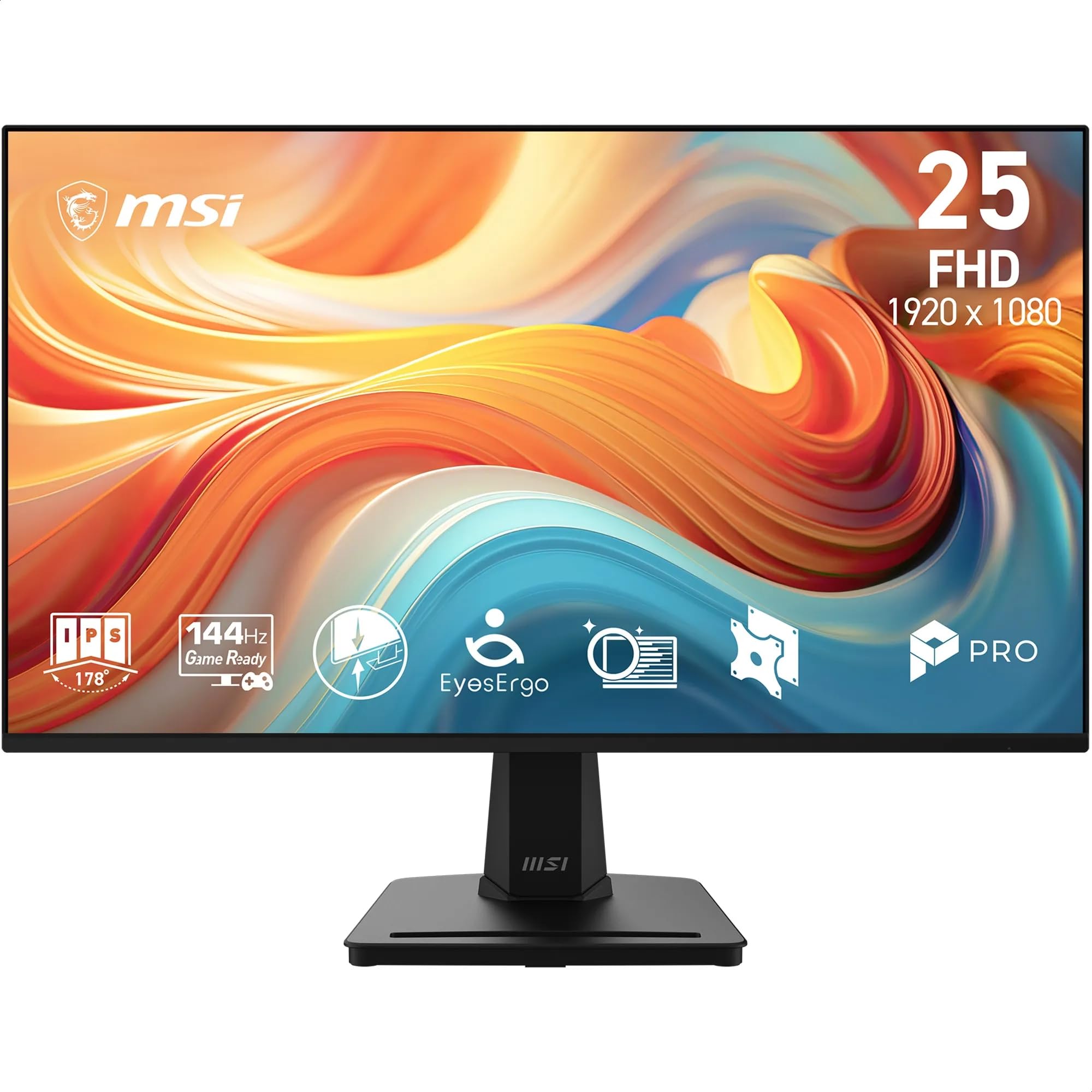 MSI Pro MP251A E14L Écran Professionnel 24.5" FHD | Dalle IPS 1920x1080, 144 Hz, 1ms, compatible VESA, HDMI, Adaptive-Sync