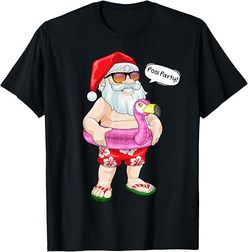 Christmas In July Pool Party Santa Flamingo Float Summer