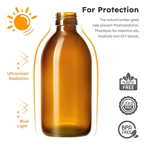 Miniatura 6 de Tecohouse Botellas rociadoras de vidrio de 8 onzas, botellas de spray para el cabello ámbar, paquete de 2 recipientes rociadores vacíos recargables