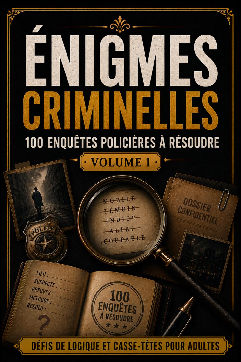 Énigmes criminelles: 100 enquêtes policières à résoudre, défis de logique et casse-têtes pour adultes.