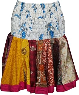 Womens Mini Flirty Skirts White Vintage Silk Flowy Swing Short Skirts OneSize