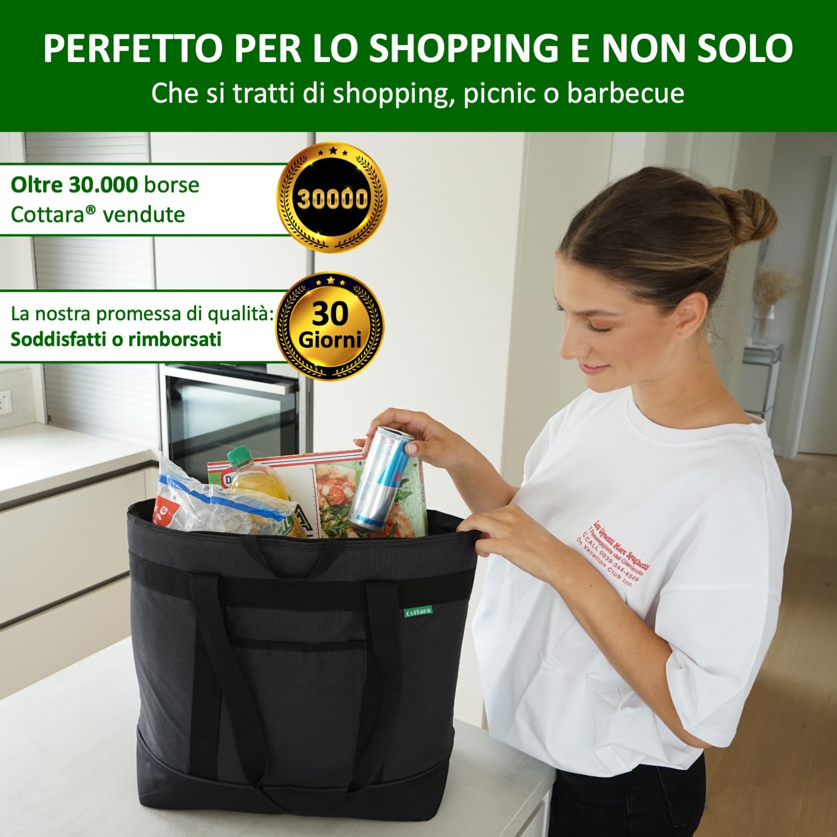 Borsa Della Spesa Pieghevole 43L | Impermeabile E Termica | Per Shopping E Picnic - Foto 7