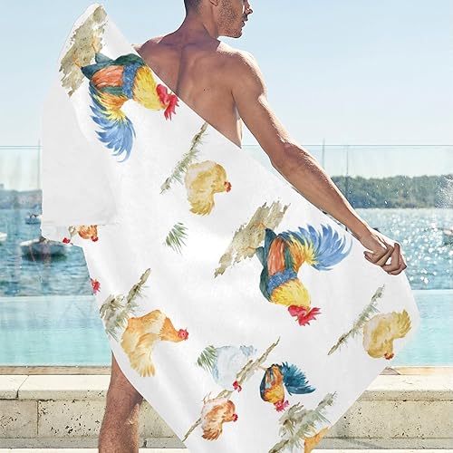Miniatura 3 de susiyo Toalla de playa de 30 x 60 pulgadas, toalla rústica de pollos y gallos para playa, mujeres, viajes