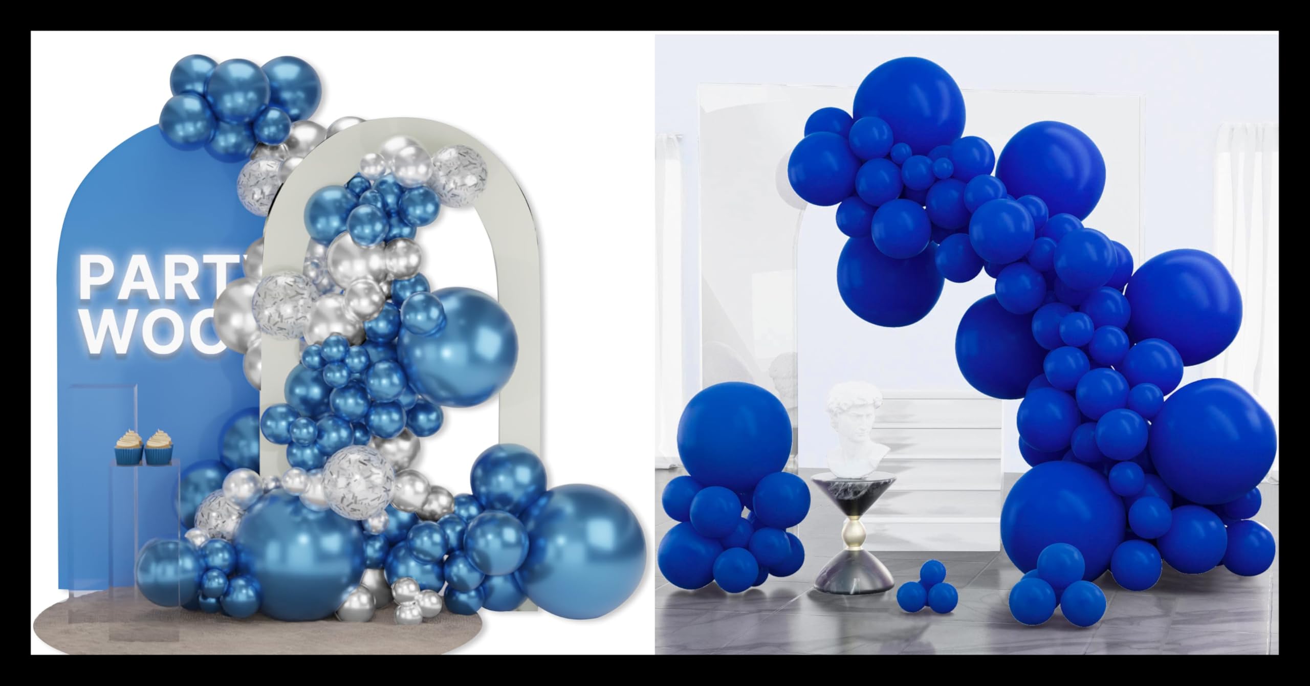 PartyWoo Blue and Silver Balloons 100 pcs and PartyWoo Persian Blue Balloons 100 pcs