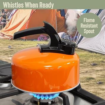 Milestone Camping 63970 1L Whistling Camping Kettle/Durable and Lightweight/Pouring Spout and Heat-Resistant Handle/Ideal for Camping, Fishing, Workshops and Garages