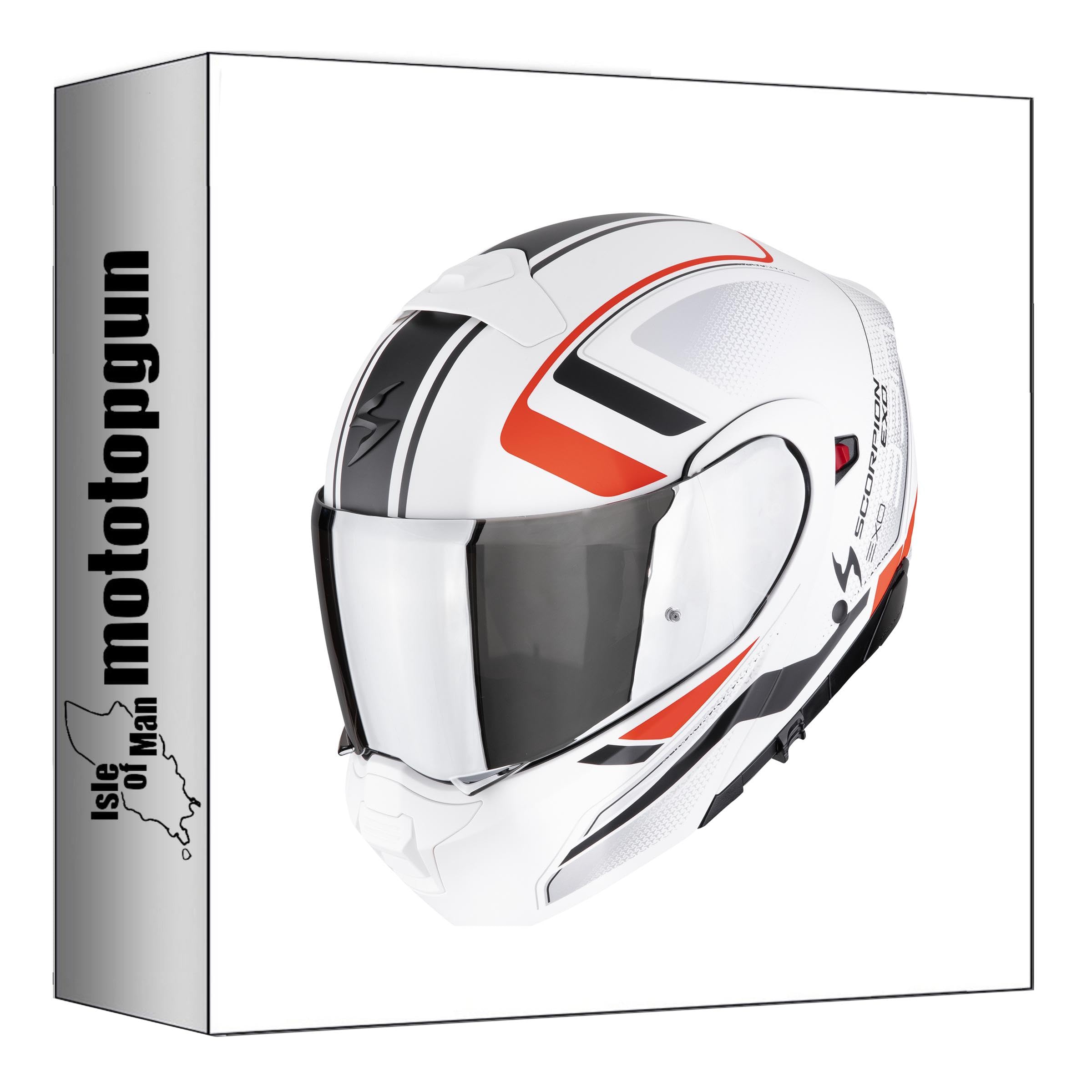 Casque moto modulable Scorpion Exo-930 Evo Ardens blanc noir rouge - 4
