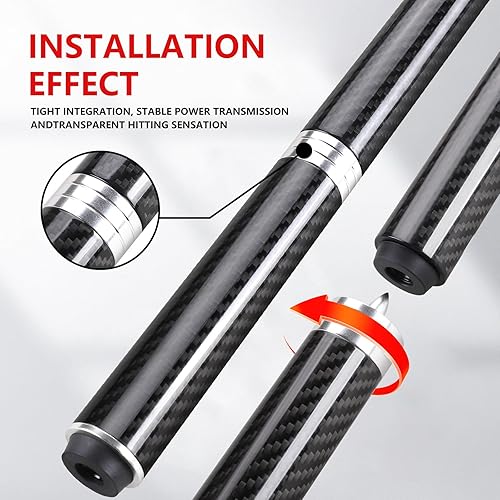 Miniatura 5 de CROWN ME Extensión de taco de billar de carbono de 6 pulgadas con 3 parachoques, extensores de taco de piscina