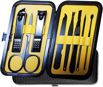 Manicure Pedicure Kit Nail Clippers Set 18 in 1 High Precision Stainless Steel Cutter File Sharp Scissors for Men & Women Fingernails & Toenails Vibrissac Scissors with Stylish Case Ginger_8 in 1