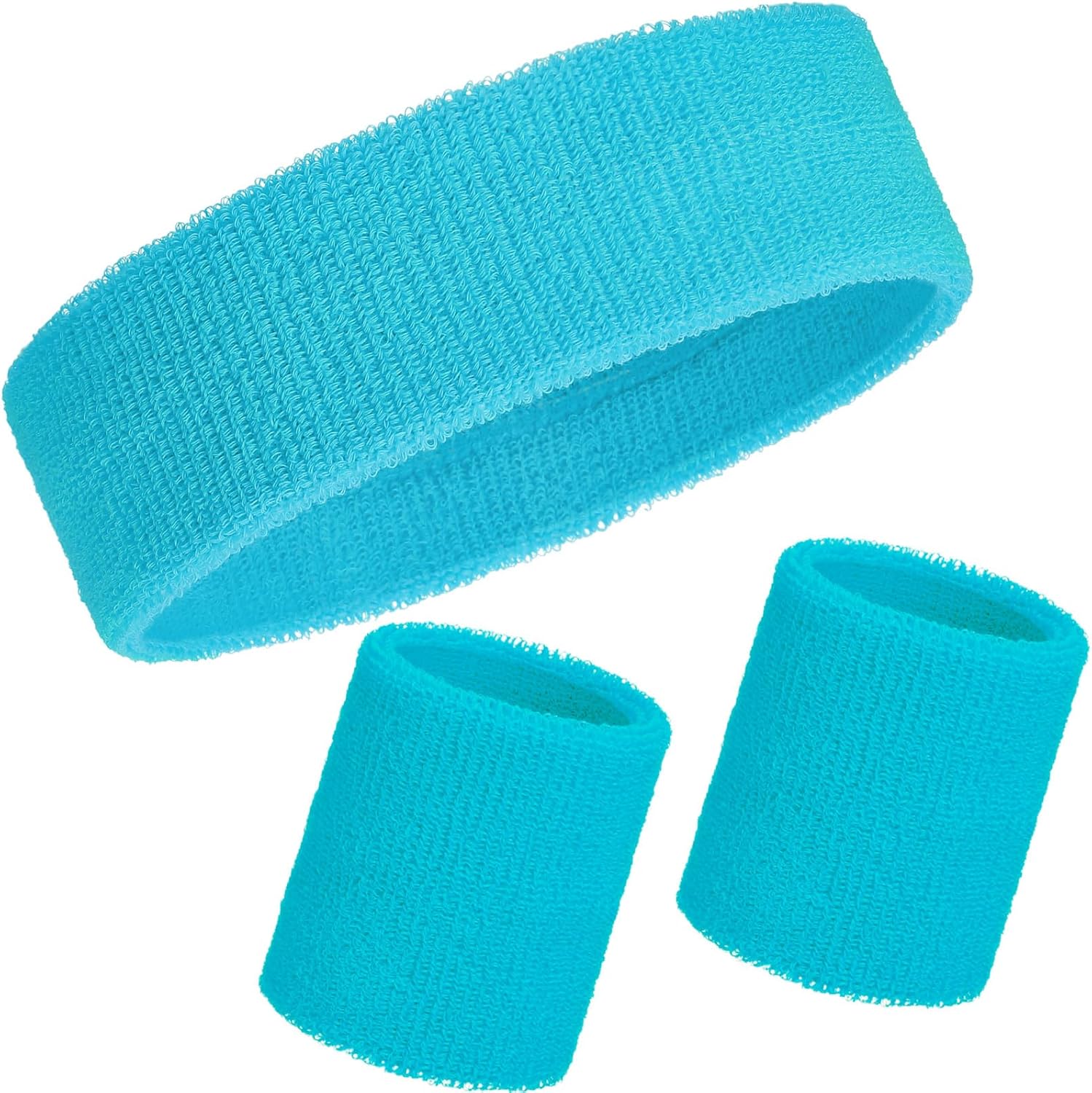 WILLBOND 3 Pcs Sweatbands Set 80s Neon Sports Headband Tennis Striped Sweat Band Paris Sports Competitions Sports Games for Men Women Party Supplies