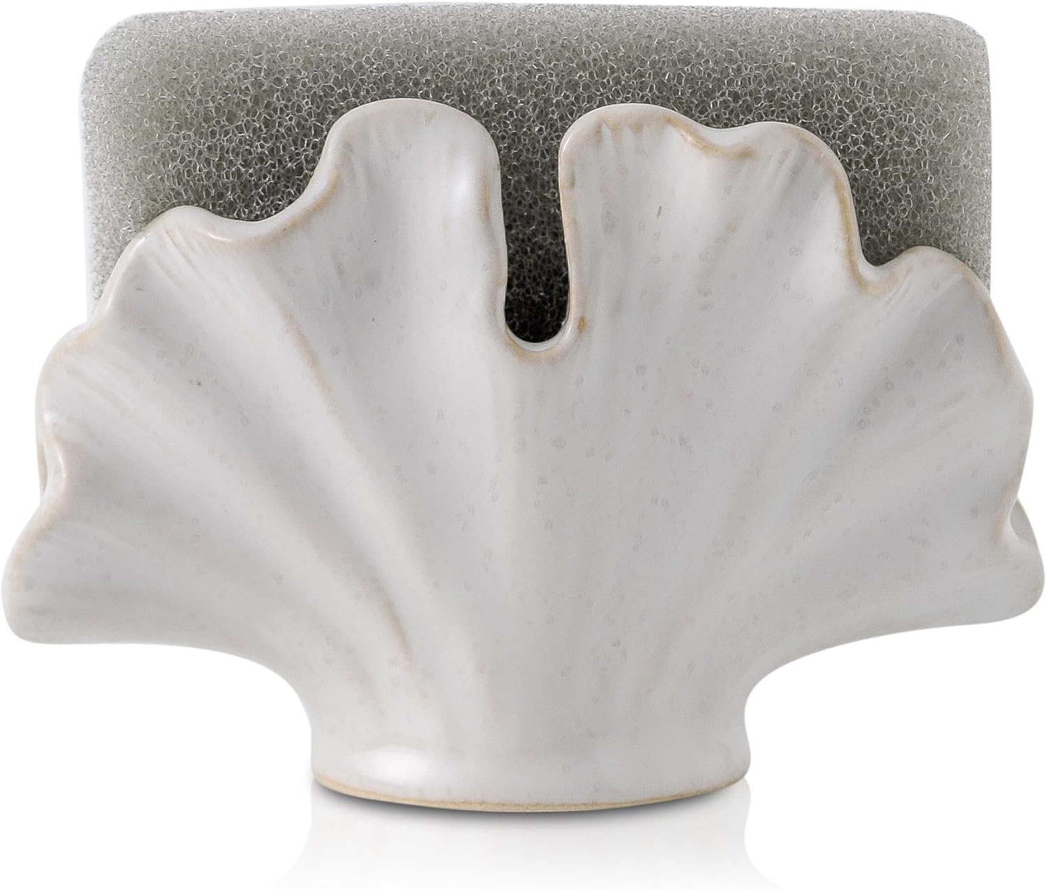 Ceramic Sponge Holder,Sponge Holder for Kitchen Sink,Compact Sink Caddy Organizer-Scouring Pad and Dish Sponge Holders,Farmhouse Kitchens Decor Cute Kitchen Gadgets Accessories(White)