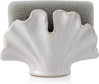 Ceramic Sponge Holder,Sponge Holder for Kitchen Sink,Compact Sink Caddy Organizer-Scouring Pad and Dish Sponge