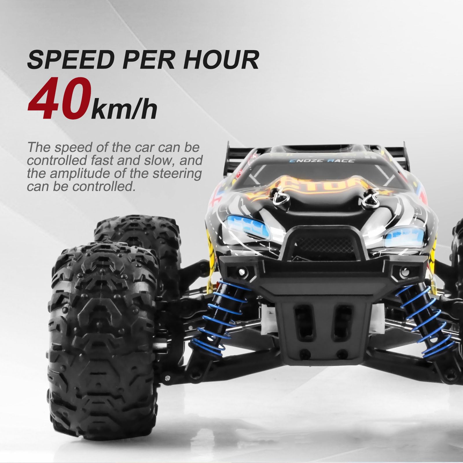 Skala 1:18 4wd High-speed Rc Buggy, 40km / H All-terrain Rc Climbing Vehicle Z Wodoodporną Karoserią, światłami Led I Gumowymi Oponami Odpornymi Na Zużycie (Yellow)