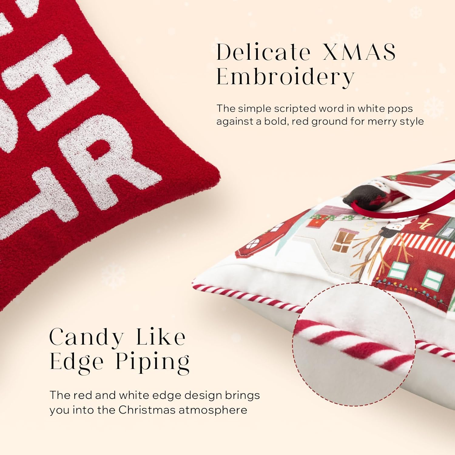 Phantoscope Bundle - Pillow Inserts, Hypoallergenic 100% Virgin Fiber 18x18 Inch (Pack of 4) Pack of 4 Merry Christmas Throw Pillow Covers 18x18 inch