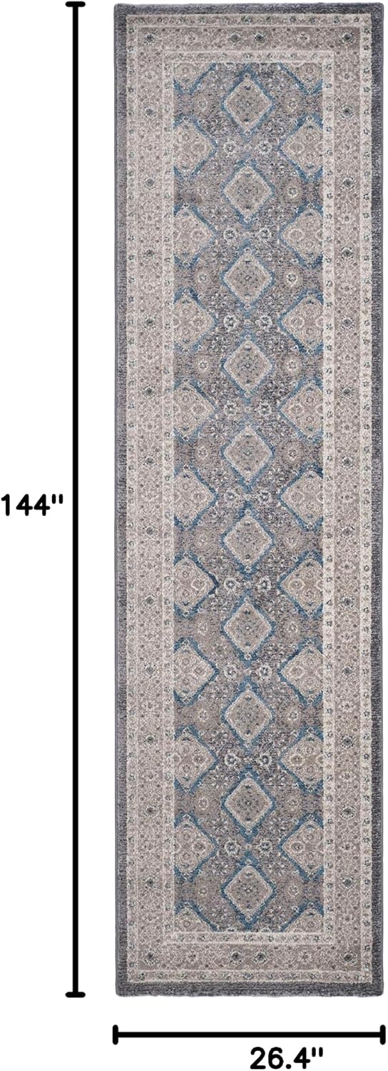 SAFAVIEH Sofia Collection Runner Rug - 2'2" x 12', Light Grey & Beige, Vintage Oriental Distressed Design, Non-Shedding & Easy Care, Ideal for High Traffic Areas in Living Room, Bedroom (SOF366B)