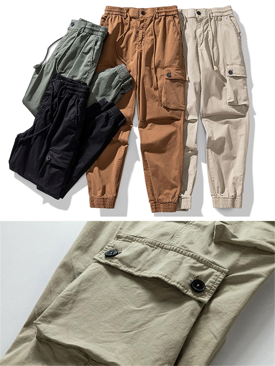 Vogrtcc Hombres Multi-Bolsillos Cargo Pantalones Ropa De Trabajo Slim Fit Joggers Militar Casual Pantalones Tácticos