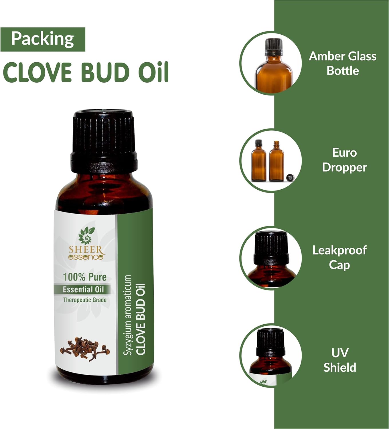 Clove Bud Oil (Syzygium Aromaticum) Essential Oil 100% Pure Natural Undiluted Uncut Therapeutic Grade Oil 3.38 FL.OZ