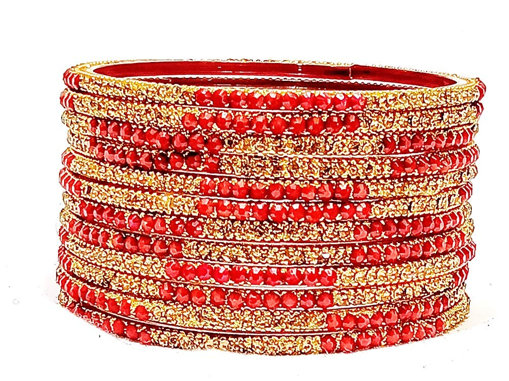 Oneness (2.12 Extra Large Size) Beautiful Glass Bangles/Chudiyan Set Studded With Golden Stone & Nag Design For Women & Girls - (Pack Of 12 Bangles) _Red_2.12 (B08JKG2TL5) Amazon Price History, Amazon Price Tracker