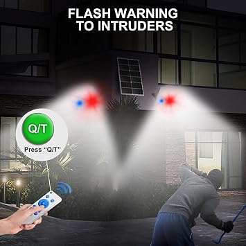 Gebosun Solar Flood Light Outdoor with Motion Sensor & Flash Warning