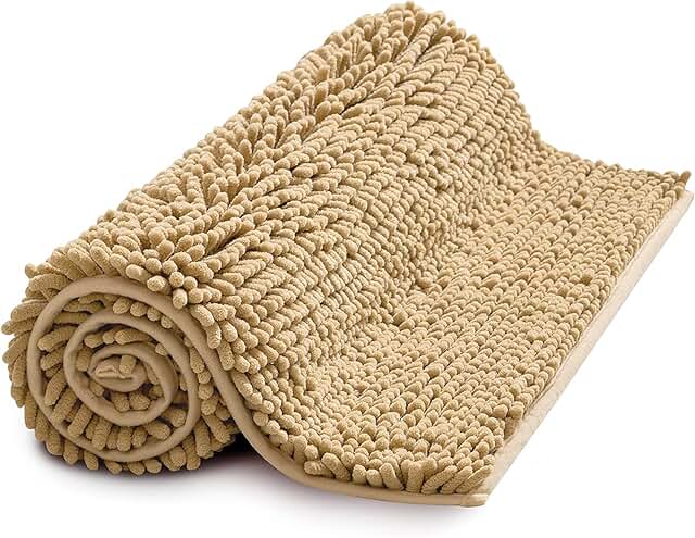 MIULEE Bath Mat Non Slip Chenille Bathroom Mat Bath Rug Anti Slip Rug Underlay Washable Absorbent Shower Mat Super Cozy an...
