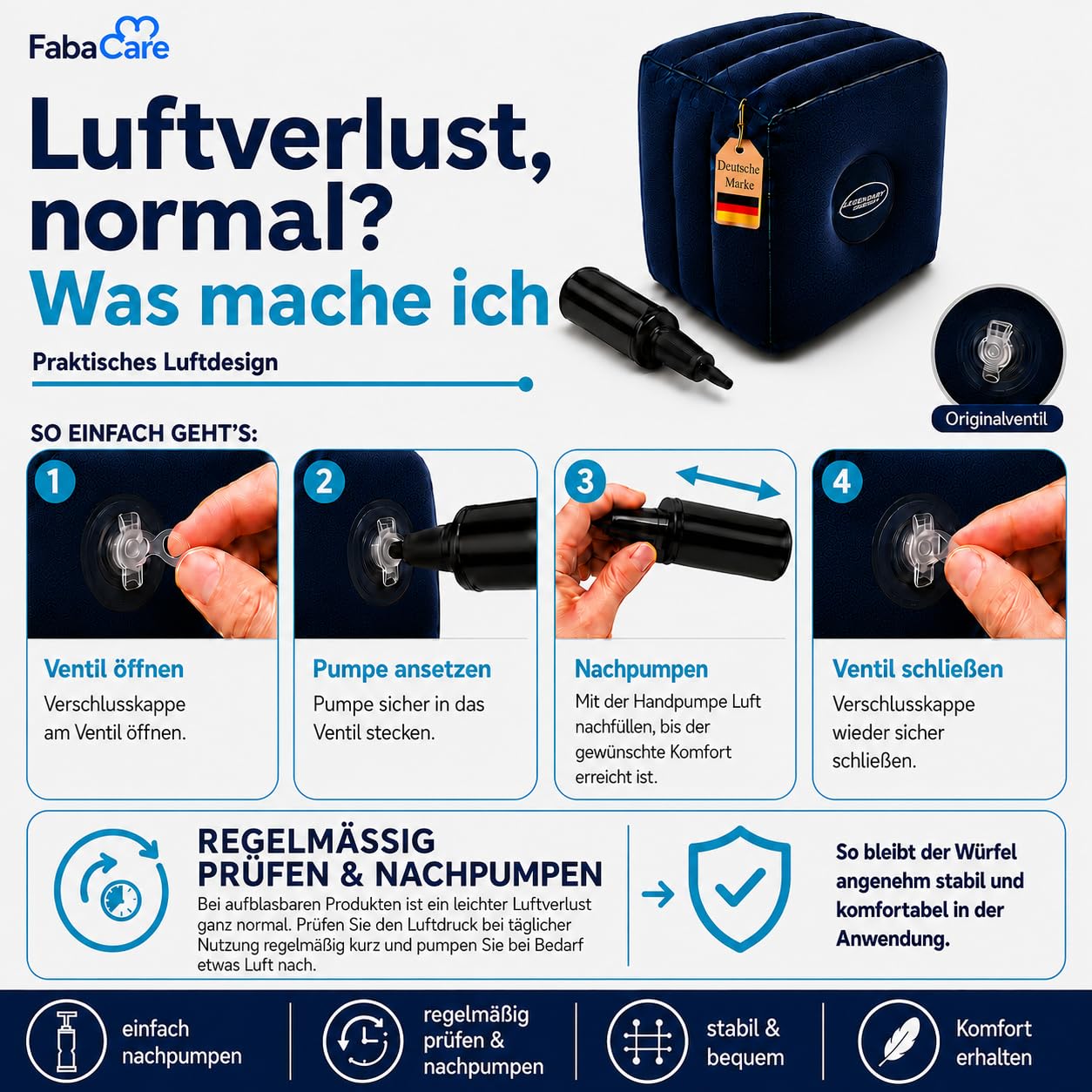 FabaCare Cubo di sollevamento per gambe e palla da massaggio con riccio blu