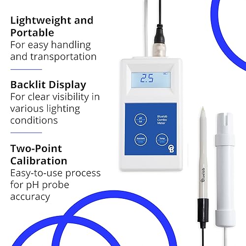 Miniatura 6 de Bluelab METCOMPLUS - Medidor combinado Plus para pH, temperatura y conductividad en agua y suelo con fácil calibración, kit de prueba digital
