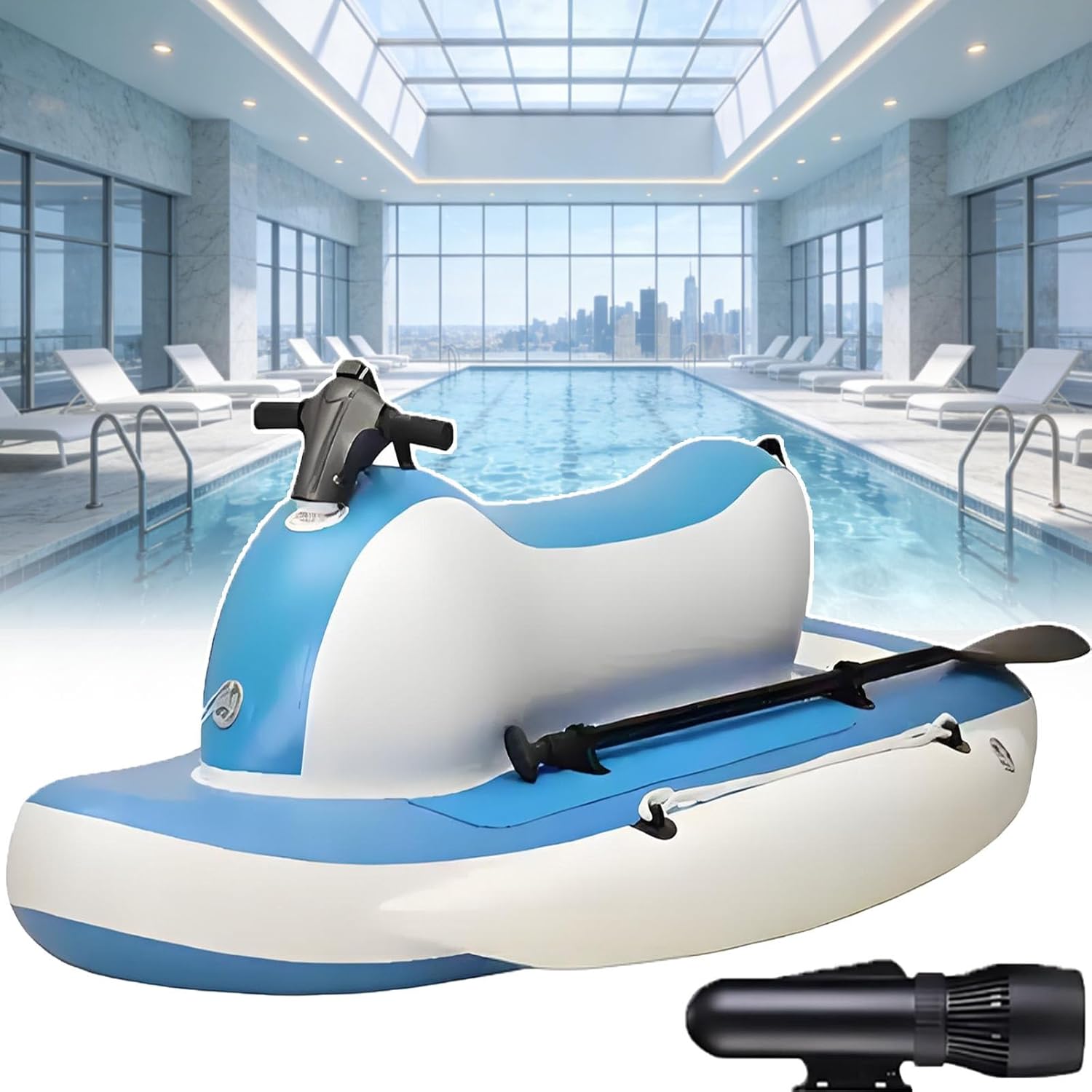 Sea Electric Underwater Jet Boat/Ski W/Scooter,3-11km/H Motorized Inflatable Watercraft,Pool Floating Platform,Electric Surfboard/Kayak,10-Speed,Drop-Stitch Material,330lbs Load 500W