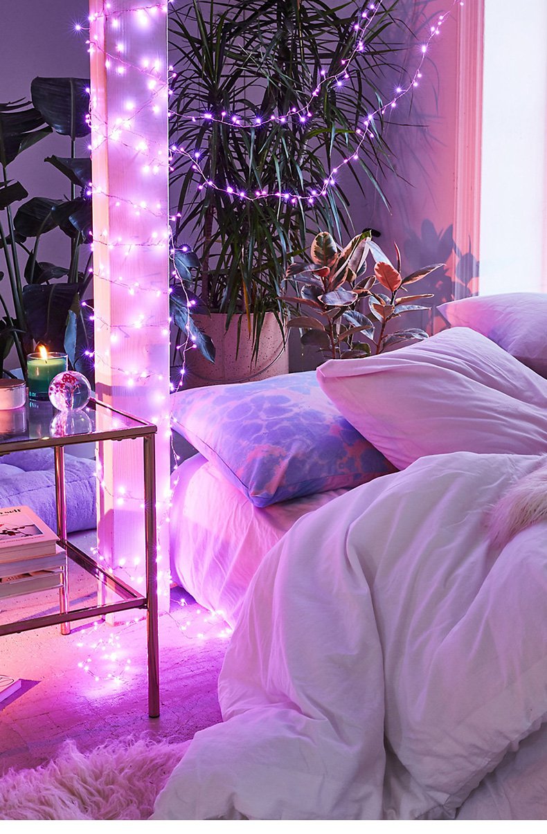 ANJAYLIA Guirnalda de luces rosadas, 3 m, 30 ledes, luz brillante, para fiestas, hogar, festivales, decoración, funciona con pilas