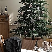 Vista 6 de Blissun Anillo para árbol de Navidad, collar de plástico para árbol de Navidad de 28.5 pulgadas, falda de árbol de Navidad para decoración de Marrón