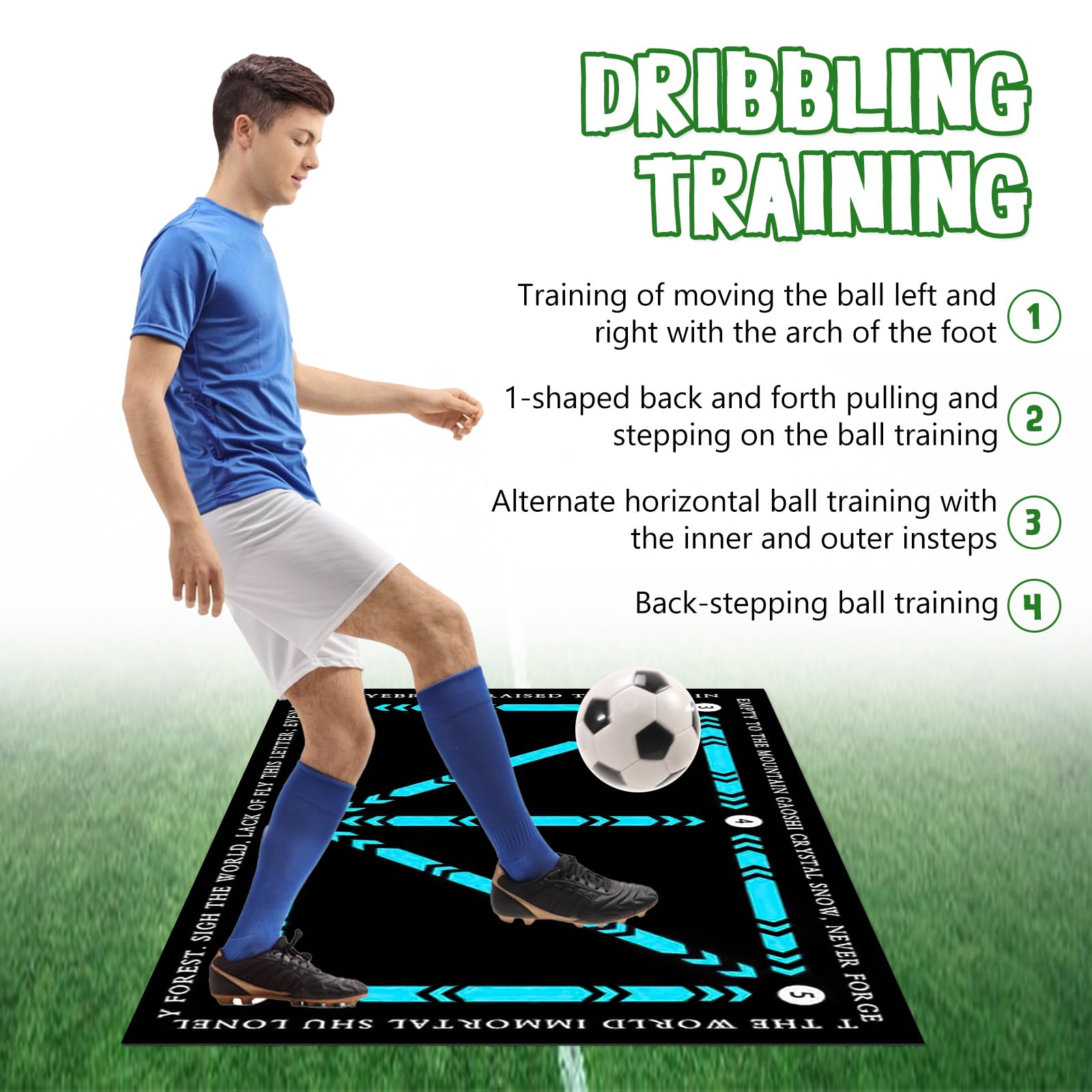 Tappetino da Allenamento per Calcio, 60 X 90 Cm Tappetino Calcio Antiscivolo Allenamento, Silenzioso, Assorbimento Degli Urti, Tappetino Calcio, Regali per Gli Appassionati E Bambino Di Calcio