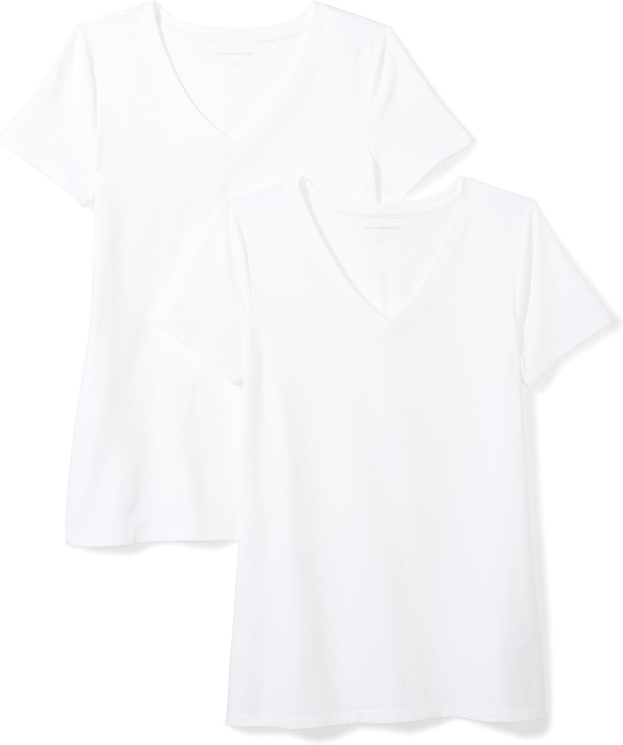 Women's Regular-Fit Short-Sleeve T-Shirt (Crewneck and V-Neck Options), Multipacks
