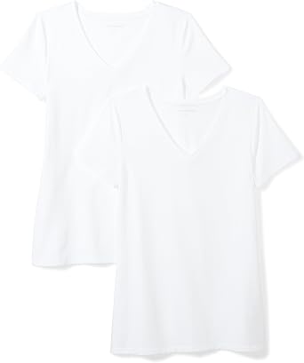 Amazon Essentials Womens Regular-Fit Short-Sleeve V-Neck T-Shirt, Multipacks