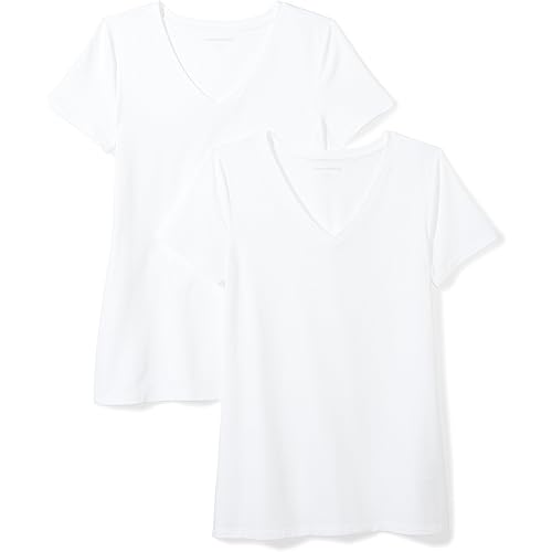 Amazon Essentials Women's Regular-Fit Short-Sleeve V-Neck T-Shirt, Multipacks