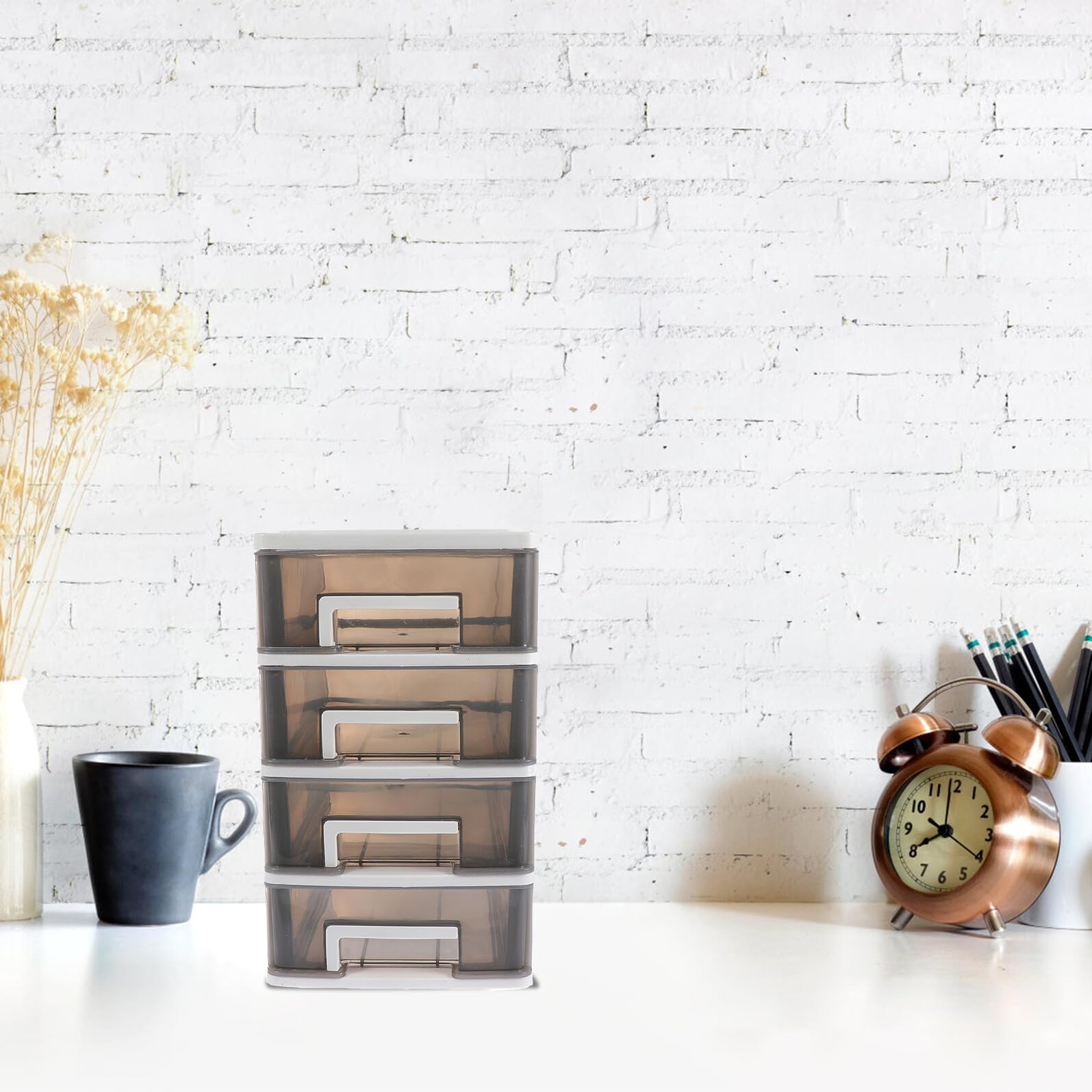 Cabilock Cassettiera Scrivania Trasparente Strati Scatola Portaoggetti Impilabile per Cosmetici e Accessori Contenitore Organizzatore per Lipstick e Smalti Contenitore Resistente e