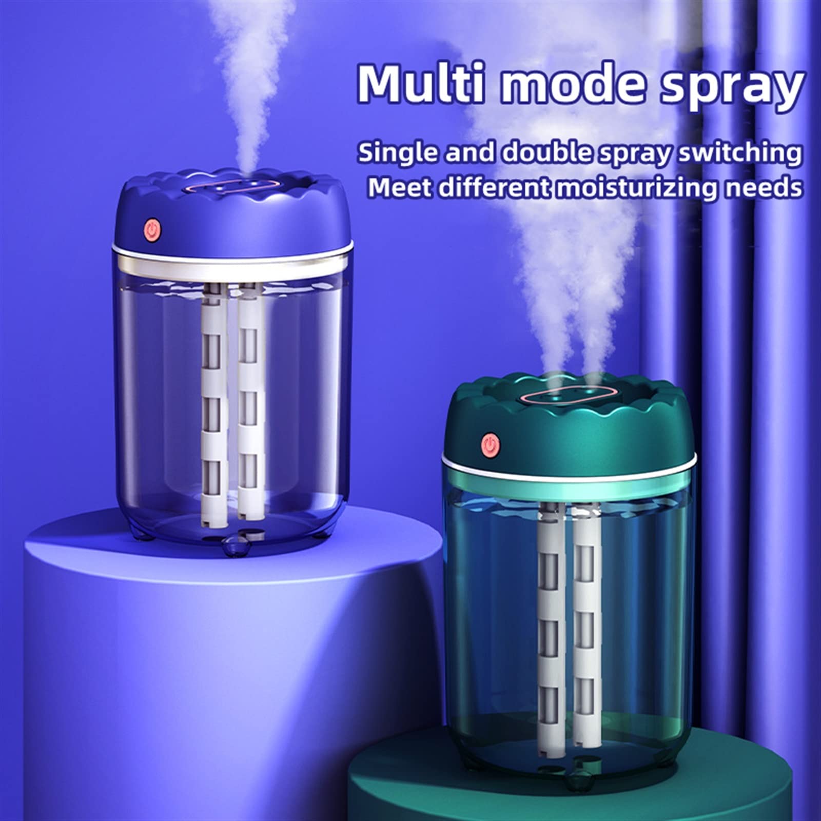 Nawilżacz 1800ML domowy elektryczny nawilżacz powietrza o dużej pojemności USB podwójna dysza ultradźwiękowy Aroma Mist Maker Fogger z dyfuzorem światła LED(Green)