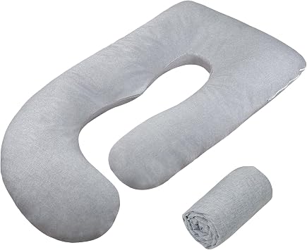 TANOFAR Pregnancy Pillow Cover J ShapedONLY Pillowcase, Super Soft Pillowcase Replacement Cover for Maternity Pillow, with Large Sized Zipper, Fits 55/58 Inch Pregnant Pillow, Grey
