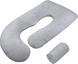 TANOFAR Pregnancy Pillow Cover J Shaped(ONLY Pillowcase), Super Soft Pillowcase Replacement Cover for Maternity Pillow, with Large Sized Zipper, Fits 55/58 Inch Pregnant Pillow, Grey