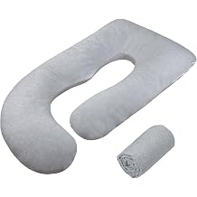 TANOFAR Pregnancy Pillow Cover J ShapedONLY Pillowcase, Super Soft Pillowcase Replacement Cover for Maternity Pillow, with Large Sized Zipper, Fits 55/58 Inch Pregnant Pillow, Grey