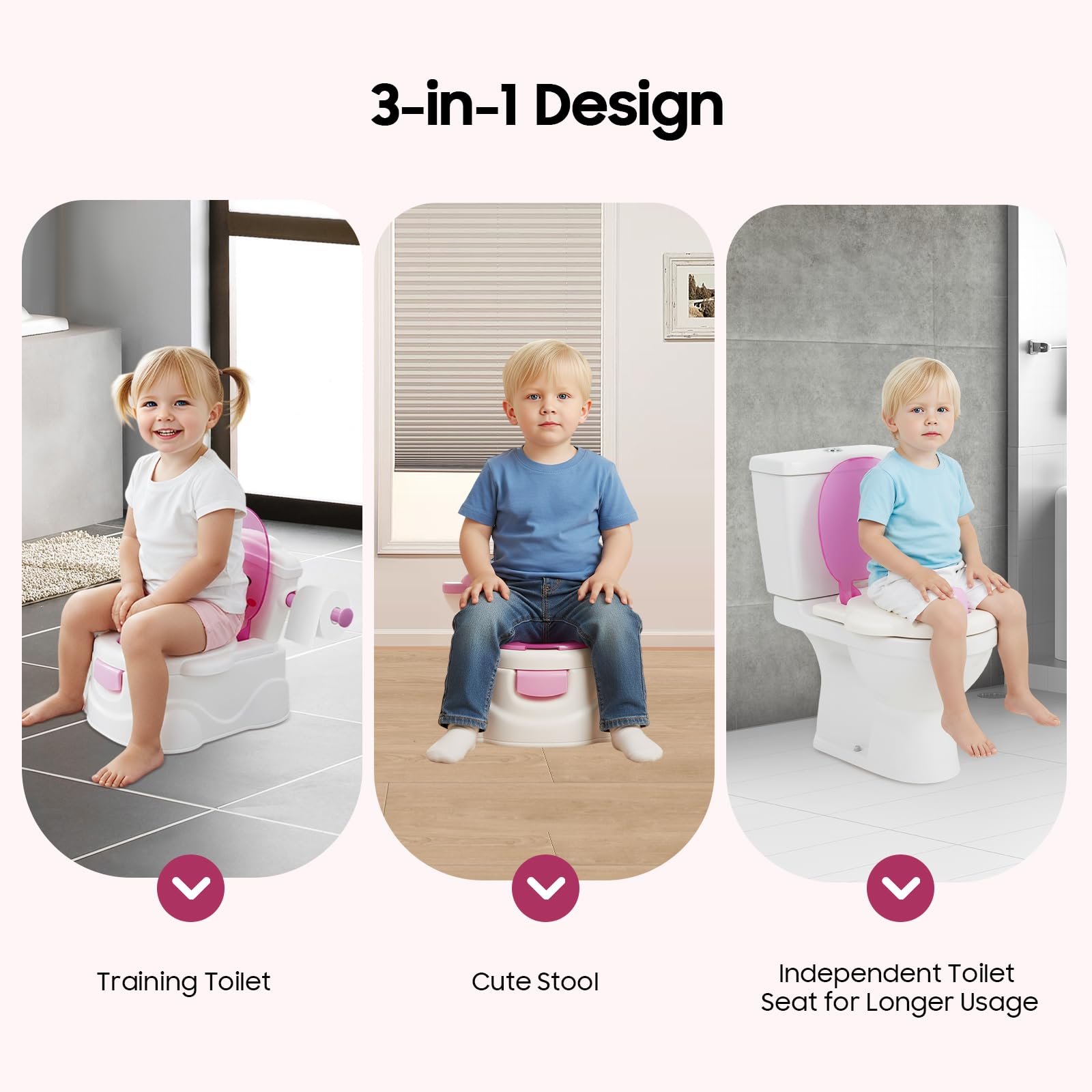 Nocnik dla dzieci, doniczka do nauki Potty WC Baby Toaleta dziecięca trener toaletowy Odpowiedni wiek: 6 miesięcy - 5 lat (różowy)