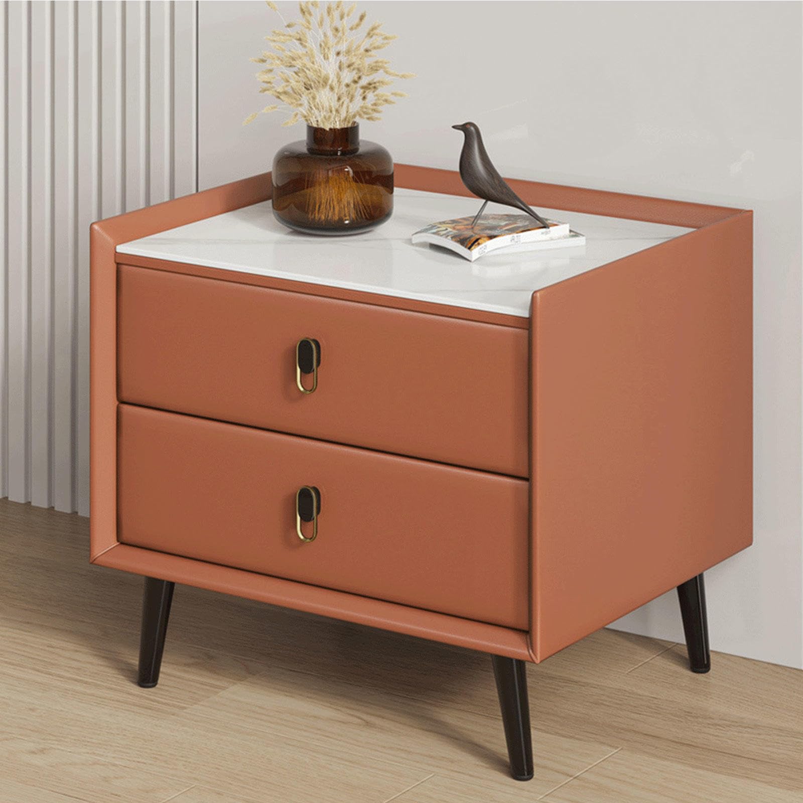 Table de chevet scandinave en bois avec 2 tiroirs couleur ardoise pour chambre et salon