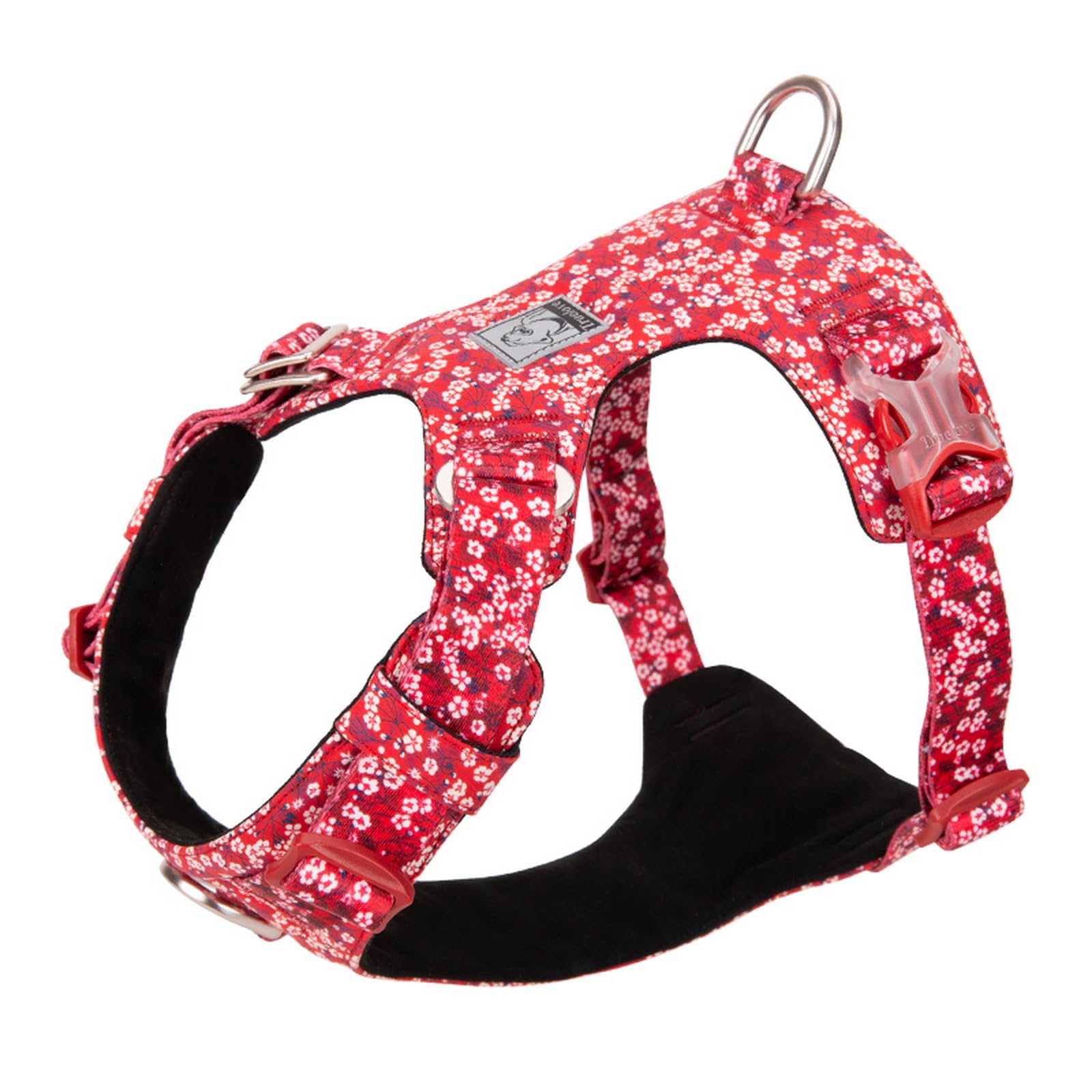 WINHYEPET Dog Harness Design Harness for Small Large Dog Cotton Floral Multi Sizes Adjustable Reflective TLH6283(Poppy, Red,L)