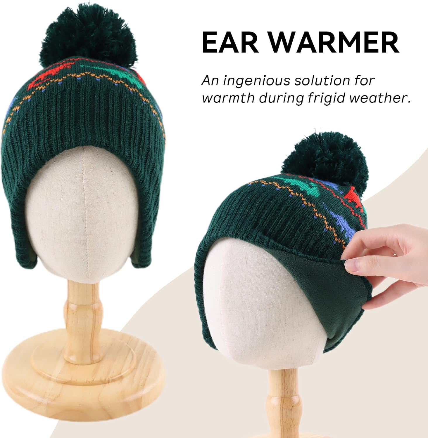 Zsedrut Toddler Baby Beanie Boys Girls Warm Hat Winter Kids Beanies with Fleece Lining - Image 2