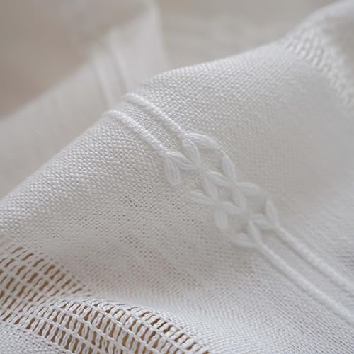 Miniatura 6 de TOPSMCHER Cortinas bohemias para sala de estar, 63 pulgadas, cortinas filtrantes para dormitorio, cortinas rústicas de lino de algodón con bordado,