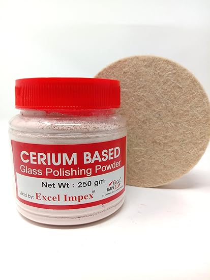 EXCEL IMPEX Cerium Oxide 250Gm With Glass Polishing(Namada) Felt Disc 4
