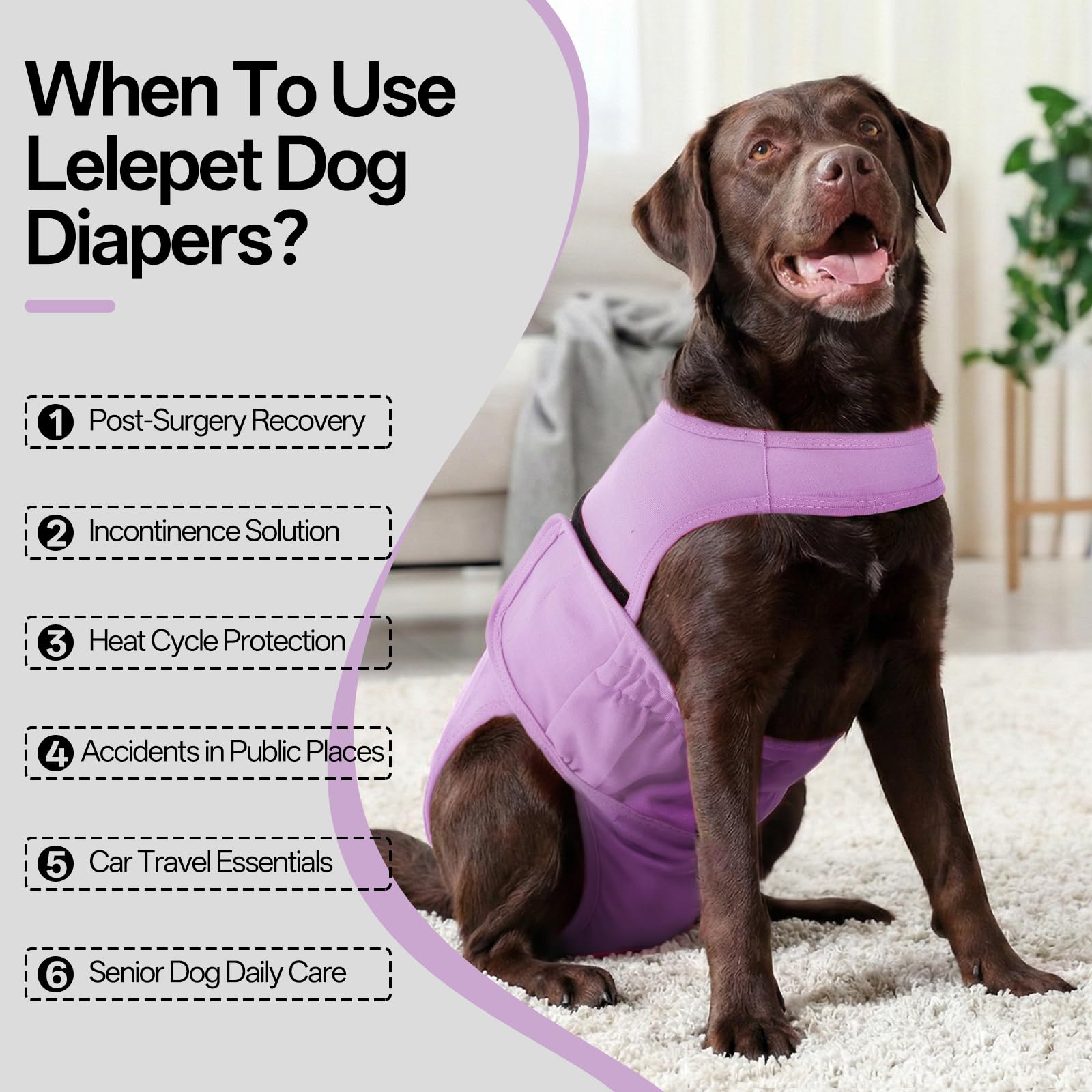 Lelepet Wiederverwendbare Hundewindeln für Damen, Hunde-Periodenhöschen, waschbares Bauchband mit Hosenträgern, Mädchen-Hundewindeln für Wärme, weich, verstellbar, kleiner Hunde-Einteiler mit