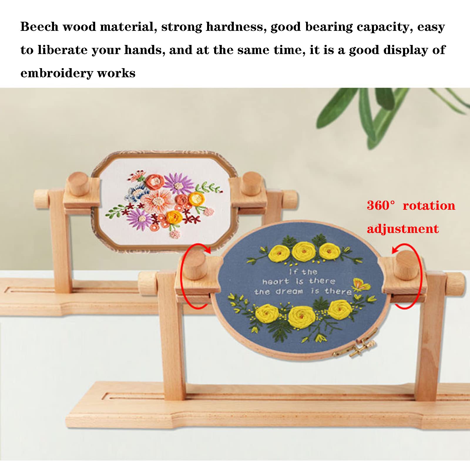 Supporto Per Telaio Da Ricamo Hands-free In Legno Di Faggio, Regolabile E Orientabile 360°, Adatto Per Punto Croce E Arazzo, Misura 30x40 Cm Circa